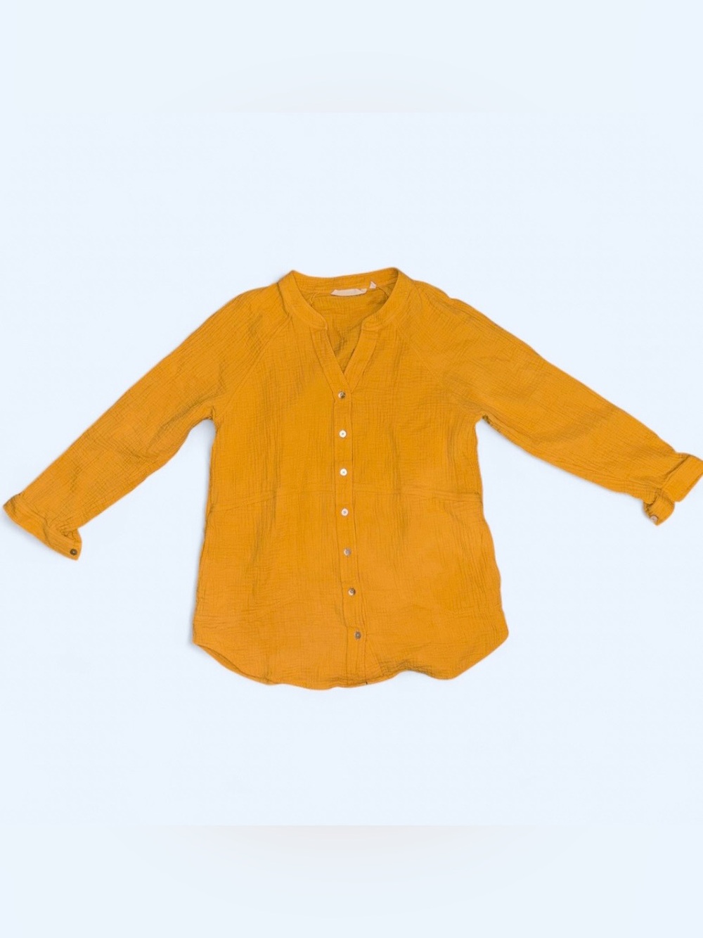 Soft Surroundings Mustard Button Front Tunic Blouse - Size Small - Picture 2 of 7
